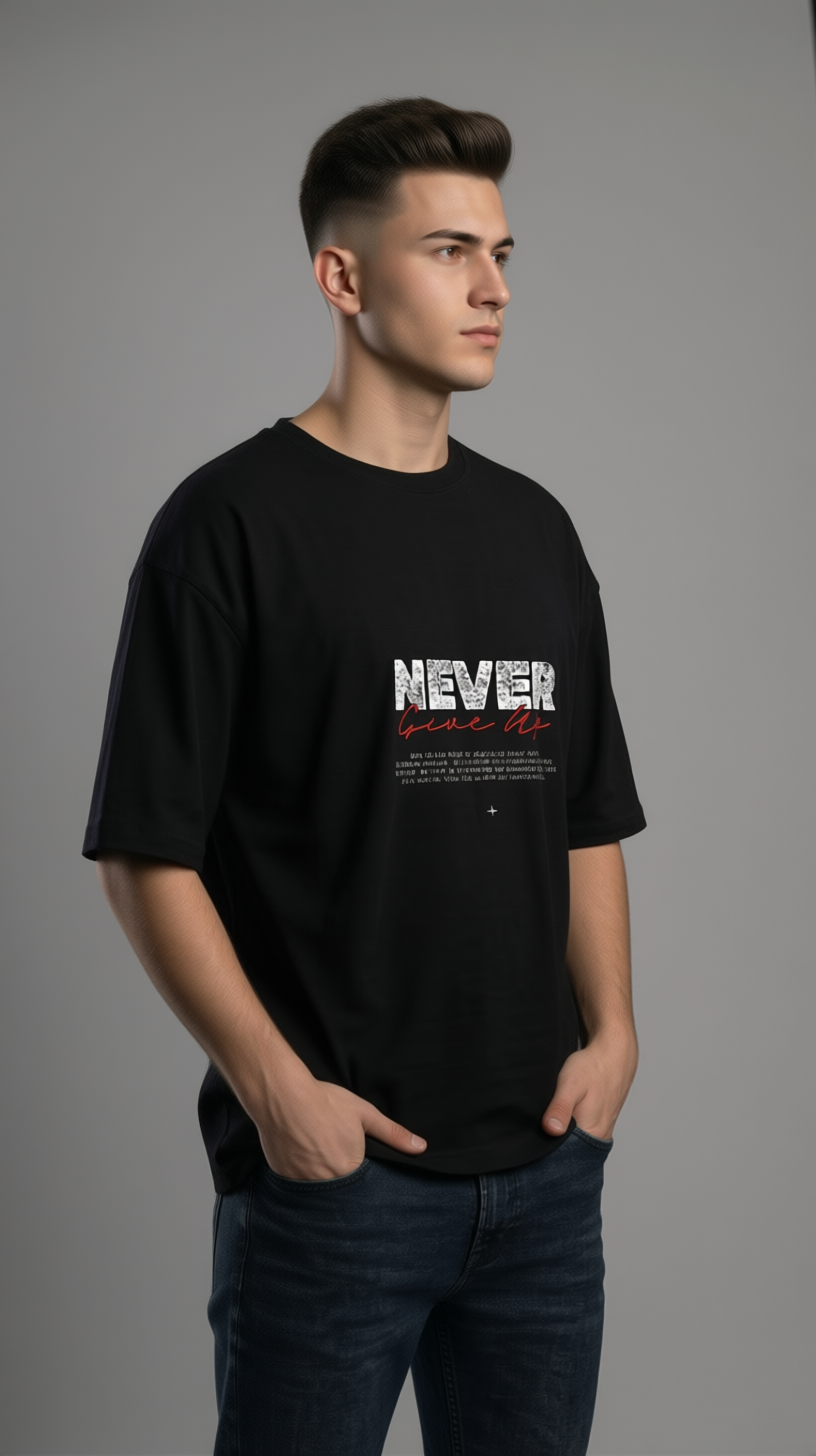 Never Give Up Dropshoulder Oversized T-shirt