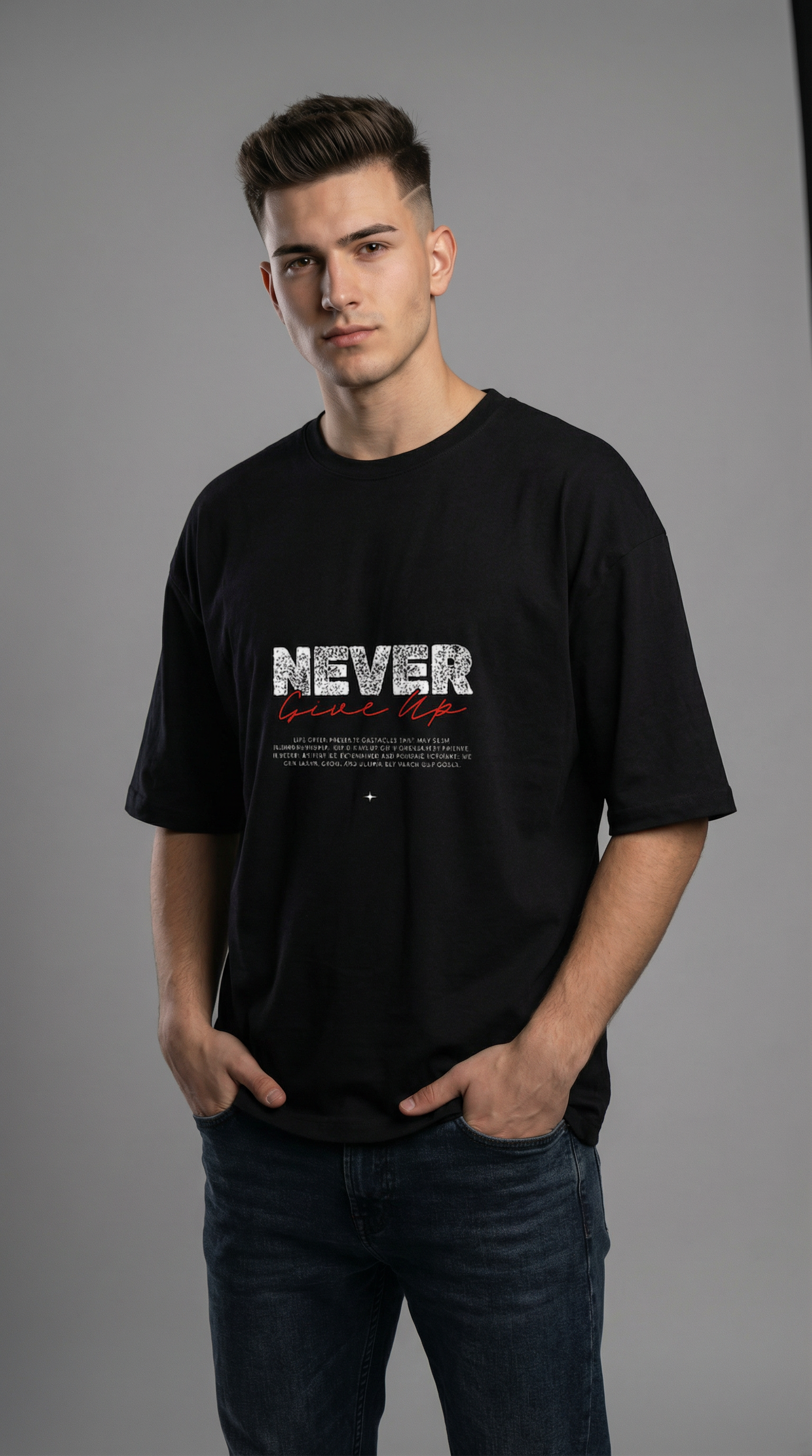 Never Give Up Dropshoulder Oversized T-shirt